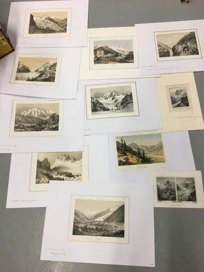 null Lot de gravures sur le Mont Blanc et Chamonix dont certaines réhaussées
2 gravures...