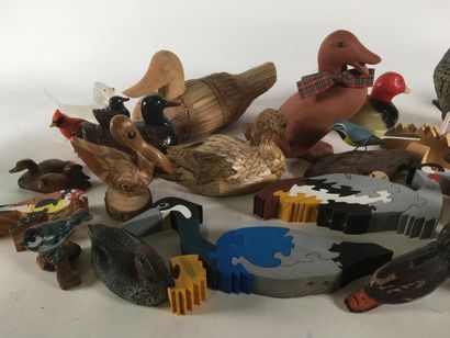 null Collection de canards en bois, plastique, terre cuite