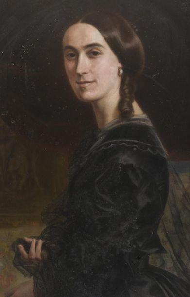 null Etienne Gustave AUBIN (1821-1856)
Adelaïde SCHWARTZ en robe noire
pastel sur...