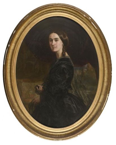 null Etienne Gustave AUBIN (1821-1856)
Adelaïde SCHWARTZ en robe noire
pastel sur...