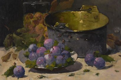 null GODCHAUX (1860-1938)
Nature morte aux prunes
Huile sur toile, signée en bas...