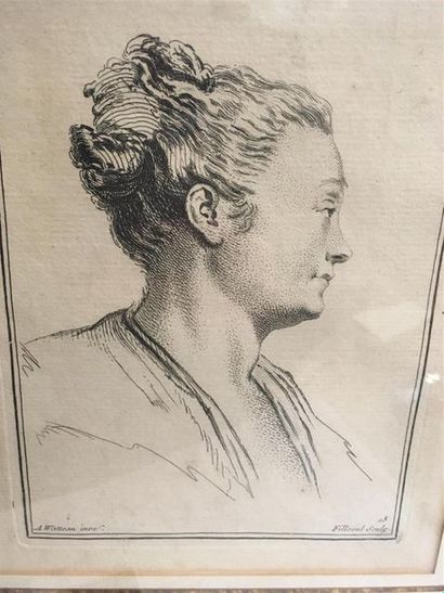 null D'après Antoine WATTEAU
Portrait de femme de profil
Gravure sur papier
17 x...