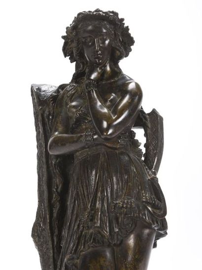 null Hippolyte Maindron, (1801-1884), beau sujet ancien en bronze patiné repréentant...