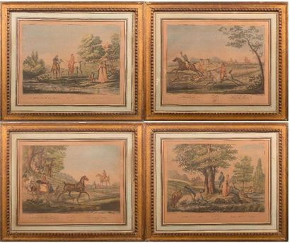 null Carle VERNET(1758-1836)
Suite de quatre gravures, signées en bas à droite
Promenade...