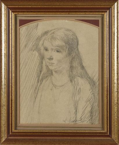 null Léon GARAUD (1877-1961)
Portrait de jeune fille 
Dessin signé en bas à droite
31,1...