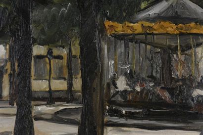 null Frédéric BOUVIER (1901- 1937) 
 Manège à la Croix-Rousse , 
huile sur panneau,...