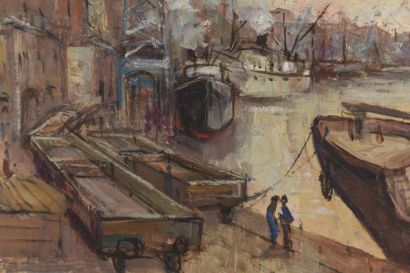 null Maurice MONTET (1905-1997)
Port de Bordeaux
huile sur toile
Signée en bas à...