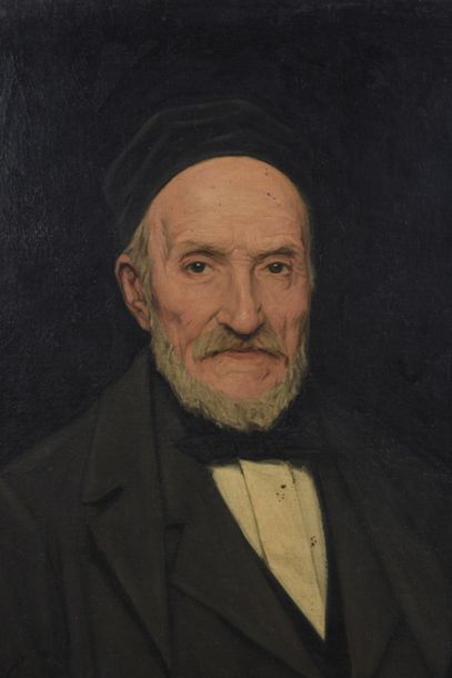 null Ecole française du 19ème siècle
Portrait d'homme au bonnet noir
Huile sur toile
62...