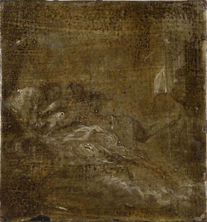 null Attribué à Jean-Baptiste HUET (1745-1811)
Scènes galantes
Deux toiles en grisaille
Signée
13,...