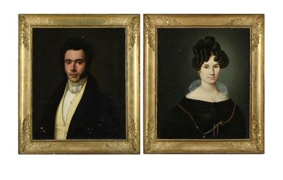 null Ecole française du 19ème siècle
paire de portraits, 
Huile sur toile
Cadre en...