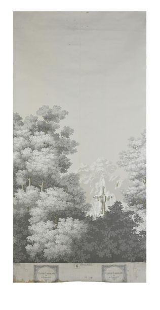 null ZUBER
Classic Landscape, Papier peint en grisaille, la fontaine, deux laies...