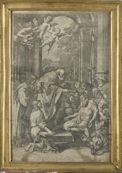 null Saint Augustin donnant la communion à Saint Jérôme
Gravure 18ème siècle