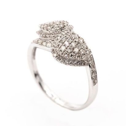 null Bague vous et moi en or blanc (750) 18K ornée diamants taille moderne sur motifs...