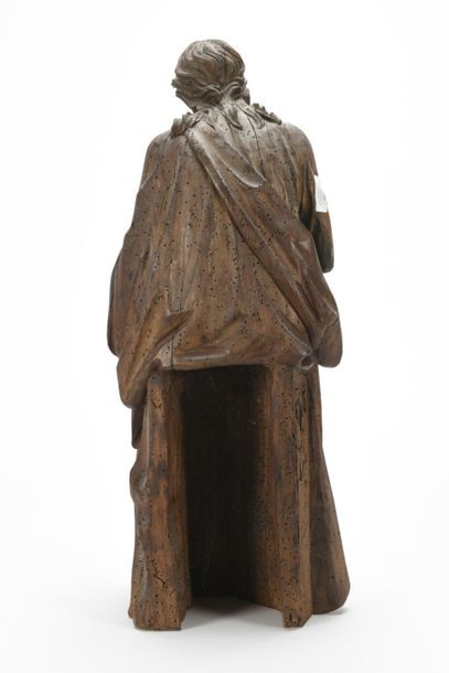 null Ecole française XVIIe 
Vierge assise en chêne sculpté 
(manques et fentes)
H...