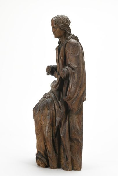 null Ecole française XVIIe 
Vierge assise en chêne sculpté 
(manques et fentes)
H...