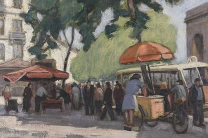 null G.R. HEYDRICK (1895-1951)
Place de la Croix Rousse
Huile sur panneau
45 x 60...