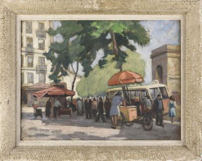 null G.R. HEYDRICK (1895-1951)
Place de la Croix Rousse
Huile sur panneau
45 x 60...