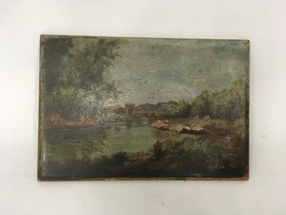 null M KANNE 
Paysage 
Huile sur panneau; sogé en bas à droite
16 x 22 cm