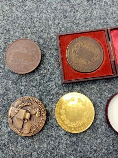 null Quatre médailles en bronze dont médaille d'harmonier en 1894, médaille d'instruction...