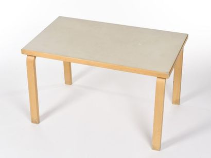 null Alvar AALTO (1898-1976)
Mobilier d'enfant 
Table modèle N65 à plateau rectangulaire...