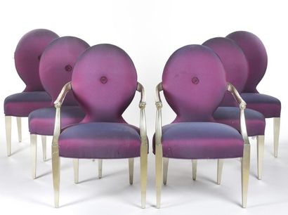 null John HUTTON (1947- 2006)
Suite de quatre chaises et deux fauteuils modèle Donghia...