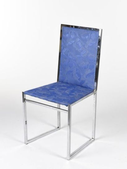 null LA METAL ARREDO (MILANO)
Suite de six chaises à structure en métal chromé garnies...