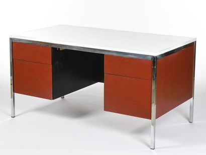 null Florence KNOLL (1917-2019) 
Bureau modèle Double pedestal desk 1503E à double...