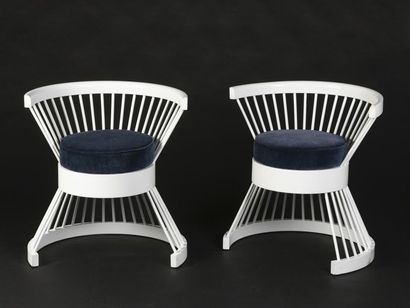 null Horst Romanus WANKE (XX ème)
Paire de fauteuils dit Cocktails à structure ajourée...