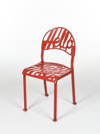 null Jeremy HARVEY (Né en 1945) 
Suite de six chaises modèle Hello There
en aluminium...