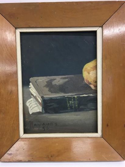 null Nature morte au livre
Huile sur panneau, signé en bas à gauche
23 x 17 cm