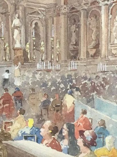 null Ecole italienne début 20e
Intérieur d'église à Naples
Aquarelle
A vue 67 x 41...