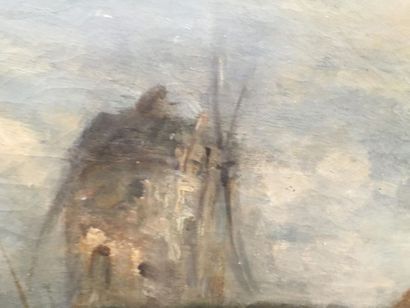 null ROSALBIN 
Paysage de champ au moulin
Huile sur toile
75 x 120 cm
Accident