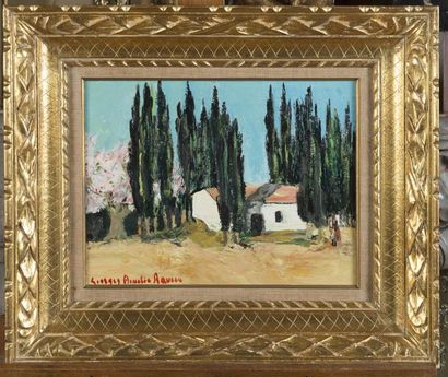 null Georges-Amélie RAVIER (1912-2000)
Paysage avec cyprès
Huile sur toile
Signée...