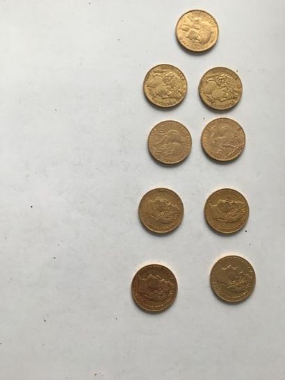 null 9 pièces 20 francs or dont
4 Louis Philippe
1 Minerve
2 Marianne
2 Coq
