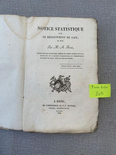 null Notice statistique sur le département de l'Ain. 1828.