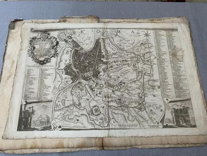 null Nolli. Plan de Rome. 1748. 68 x 45 cm. (Tâches). Jointes, 2 cartes 1734 : La...