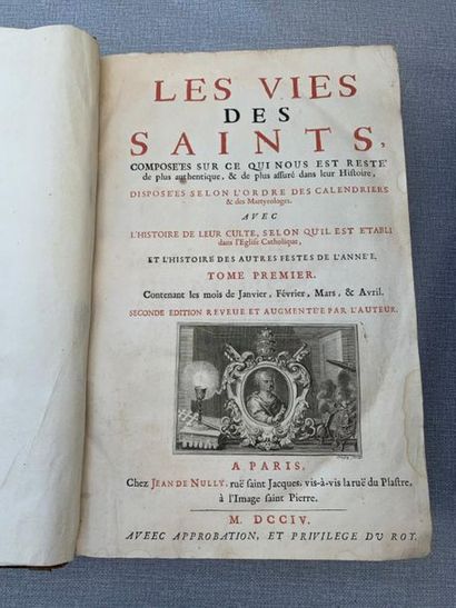 null Un ensemble 3 volumes in-folio. Vies des Saints. 1704. Complet.