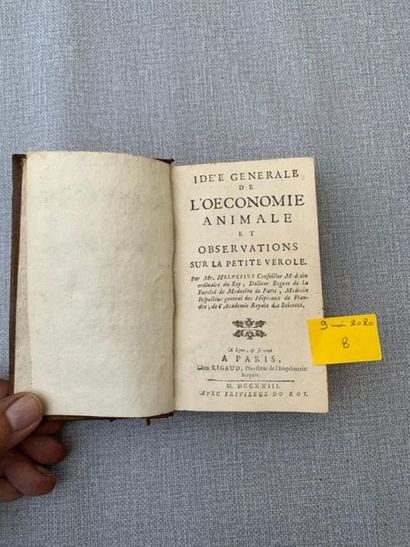 null Helvétius. Idée générale de l'oeconomie animale et observations sur la petite...