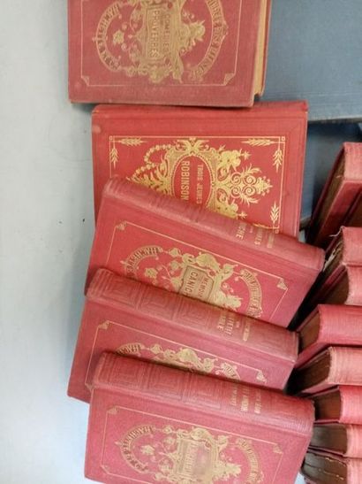 null Lot de livres dont : 
Bibliothèque rose illustrée, 20 volumes dont Robinson...