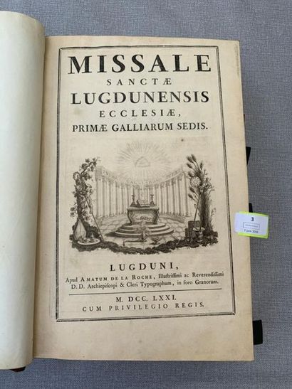 null Missale lugdunensis. 1771. 1 volume in-folio, plein veau, largement orné.