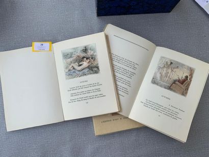 null OEuvres d'Albert Samain. Illustrées par Bécat. 3 volumes numérotés à dos cuir...