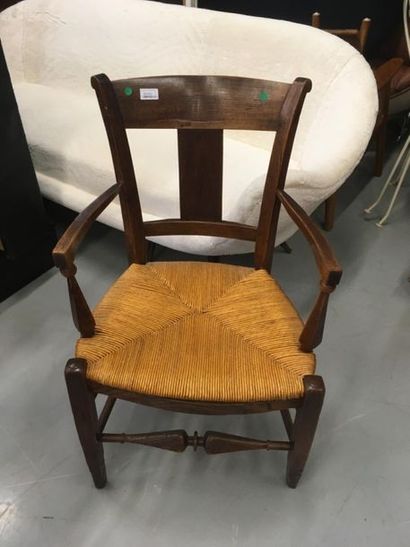 null Fauteuil paillé, XIXème siècle