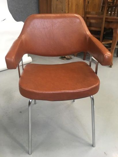 null Fauteuil molskine marron vers 1970