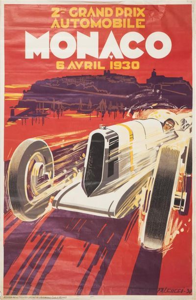 null 2ème Grand Prix Automobile Monaco, 6 avril 1930 Affiche lithographique. Imp....