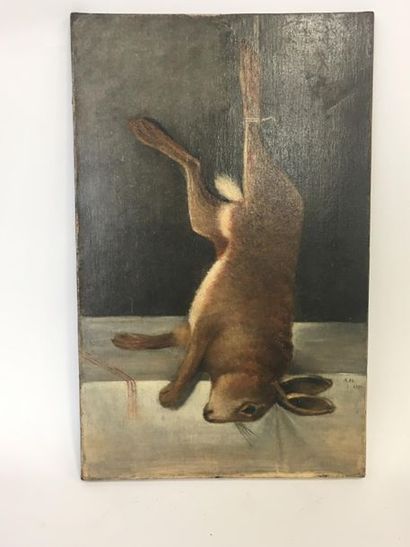 null Nature morte au lièvre
Huile sur toile
Monogrammée AH et datée 1894
61 x 35...