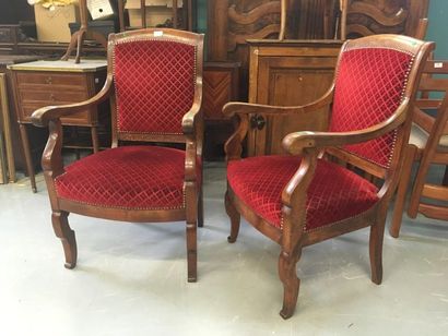 null Paire de fauteuils époque Restauration velours rouge 
19ème