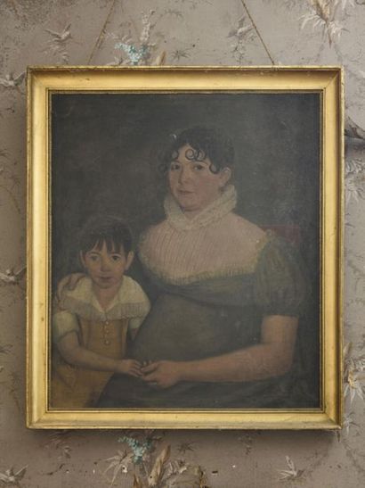 null Ecole 19ème siècle
Femme et enfant
Huile sur toile
Cadre en doré 
81 x 70 c...