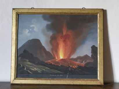 null Paire de gouaches napolitaines
Eruption du Vésuve
50 x 61 cm
