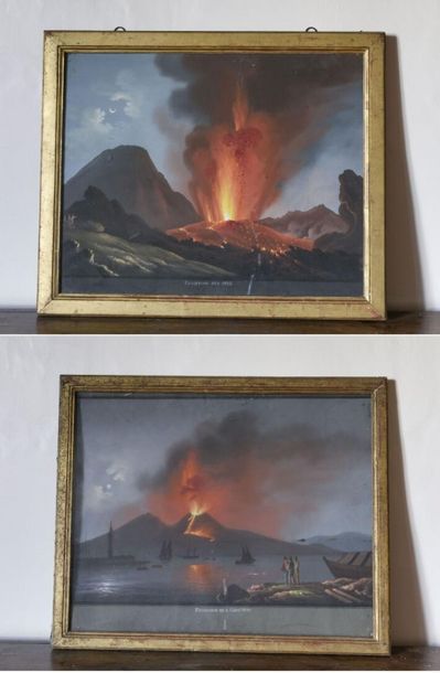 null Paire de gouaches napolitaines
Eruption du Vésuve
50 x 61 cm

