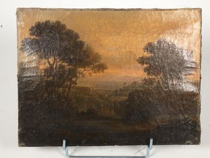 null Paysage à l'aqueduc au soleil couchant
Huile sur toile
24 x 32 cm